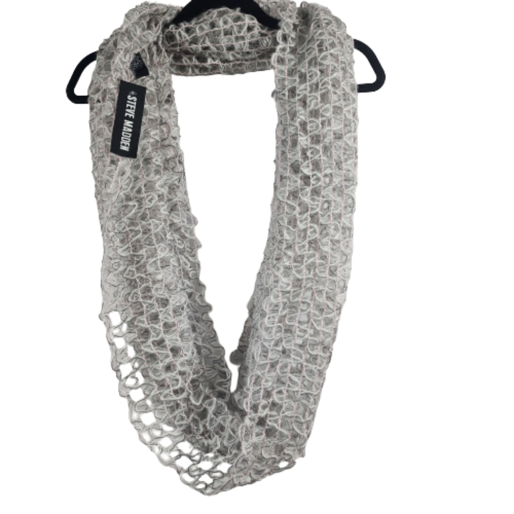 Steve Madden Infinity Scarf, Women's OS, Grey and pink w/silver